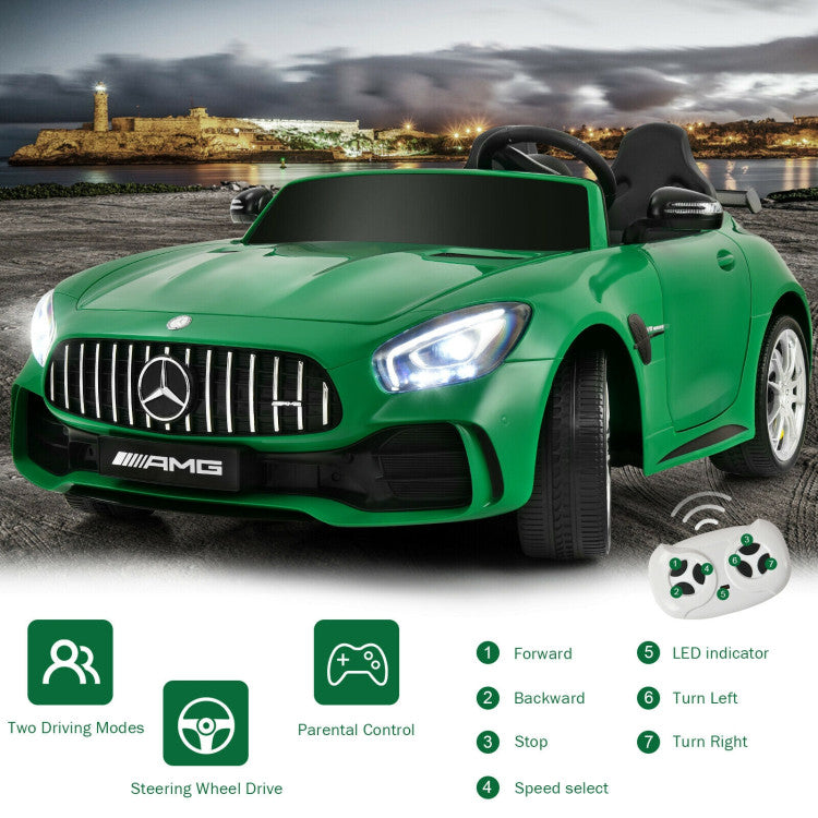 12V Kids Ride On Electric Car Licensed Mercedes Benz AMG GTR Motorized Vehicles with Remote Control