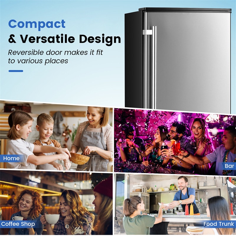 80LBS/24H Commercial External Ice Maker Freestanding Under Counter 115V Industrial Ice Machine with Drain Pump and 24LBS Ice Storage