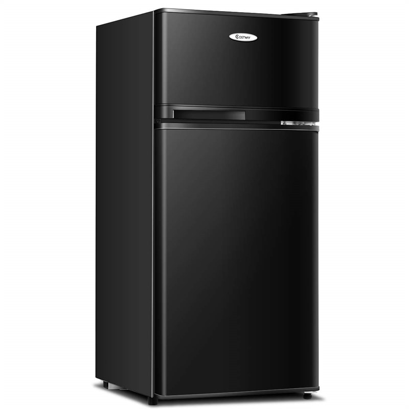 2 Doors Compact Refrigerator 3.4 cu. ft. Cold-rolled Sheet Mini Fridge with Adjustable Removable Shelves