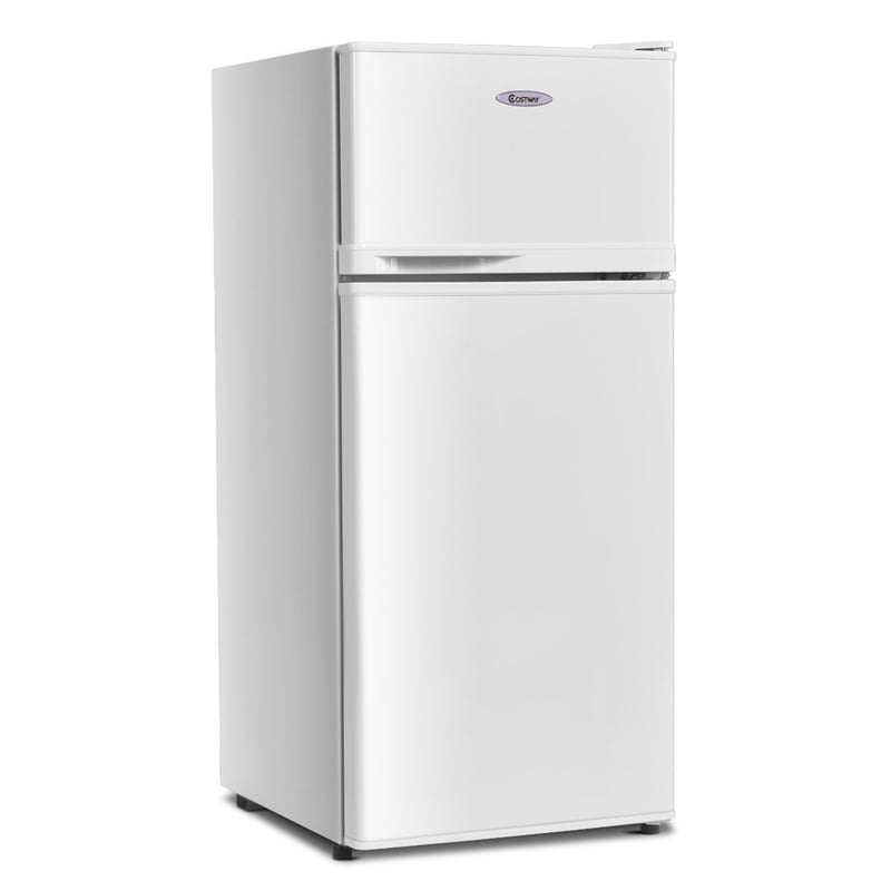 2 Doors Compact Refrigerator 3.4 cu. ft. Cold-rolled Sheet Mini Fridge with Adjustable Removable Shelves