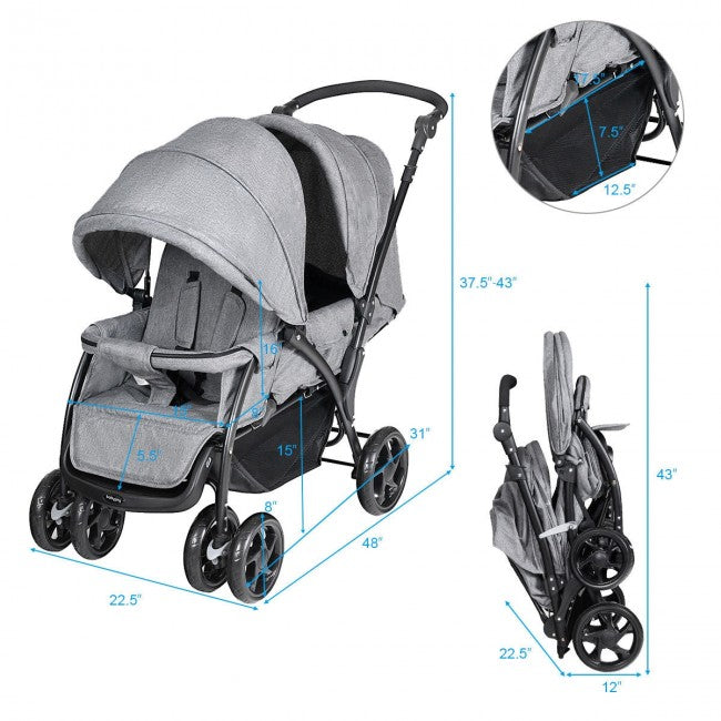 Convenience Lightweight Double Stroller for Infant & Toddler