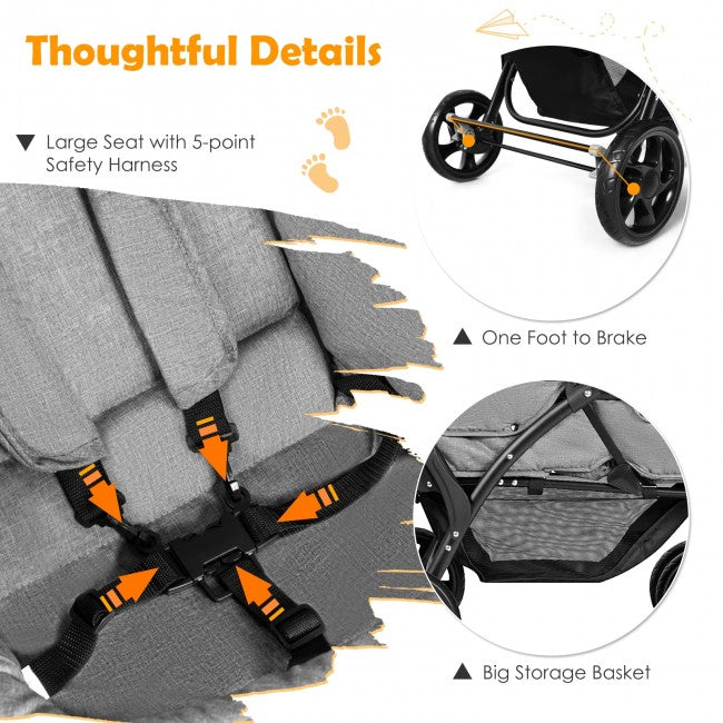 Convenience Lightweight Double Stroller for Infant & Toddler