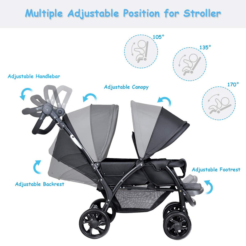 Convenience Lightweight Double Stroller for Infant & Toddler