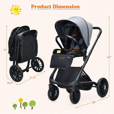 Convertible Baby Stroller Easy Fold Pushchair for Infants