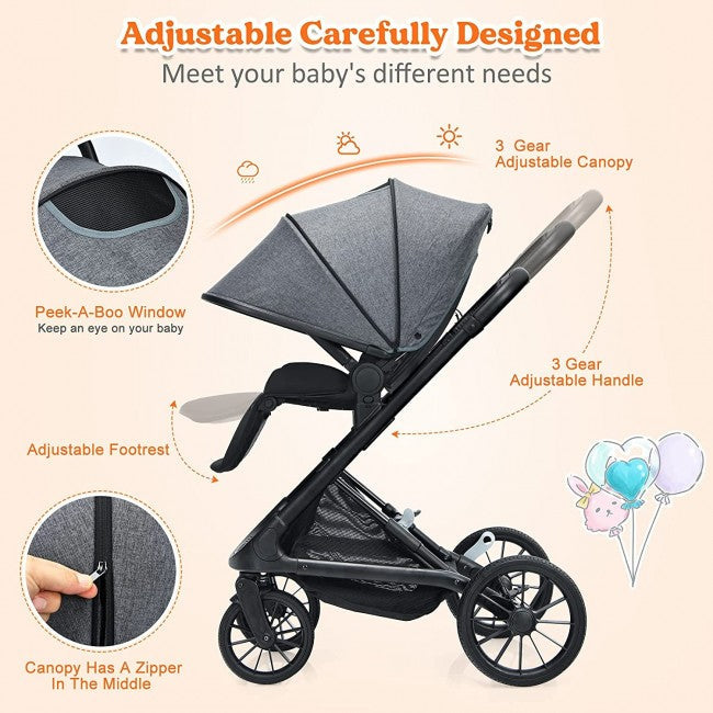 Convertible Baby Stroller Easy Fold Pushchair for Infants