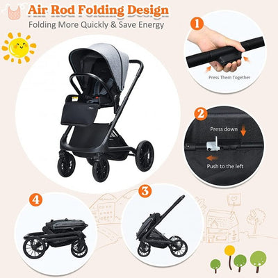 Convertible Baby Stroller Easy Fold Pushchair for Infants