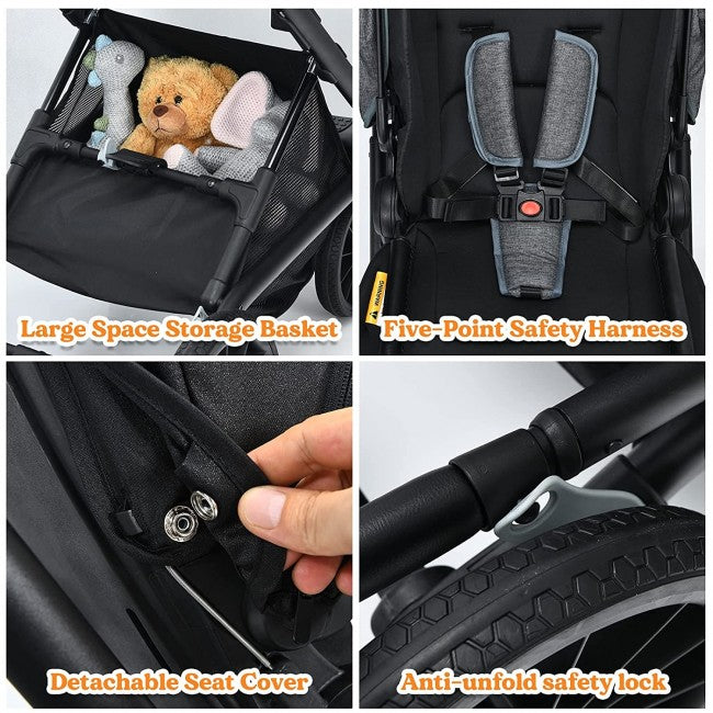 Convertible Baby Stroller Easy Fold Pushchair for Infants