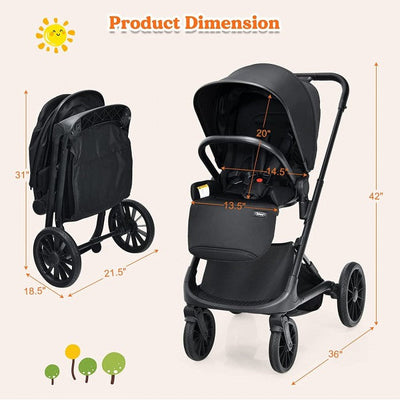 Convertible Baby Stroller Easy Fold Pushchair for Infants