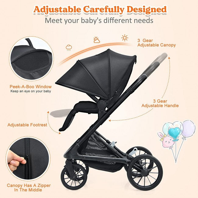 Convertible Baby Stroller Easy Fold Pushchair for Infants