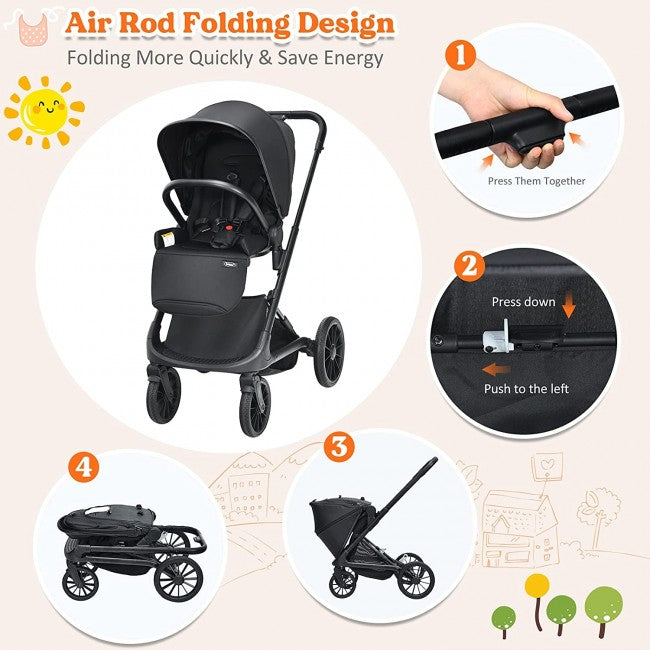 Convertible Baby Stroller Easy Fold Pushchair for Infants