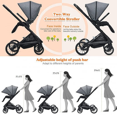 Convertible Baby Stroller Easy Fold Pushchair for Infants