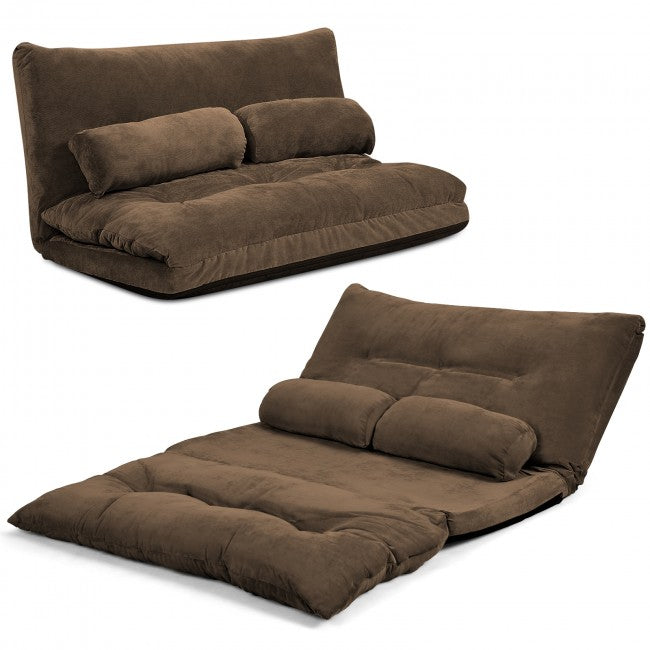 6-Position Adjustable Sleeper Lounge Couch with 2 Pillows
