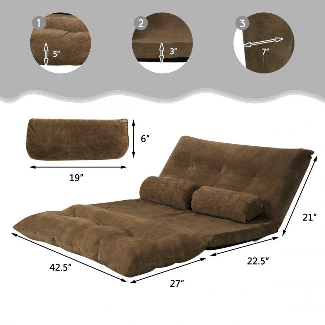 6-Position Adjustable Sleeper Lounge Couch with 2 Pillows