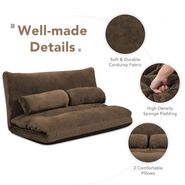 6-Position Adjustable Sleeper Lounge Couch with 2 Pillows