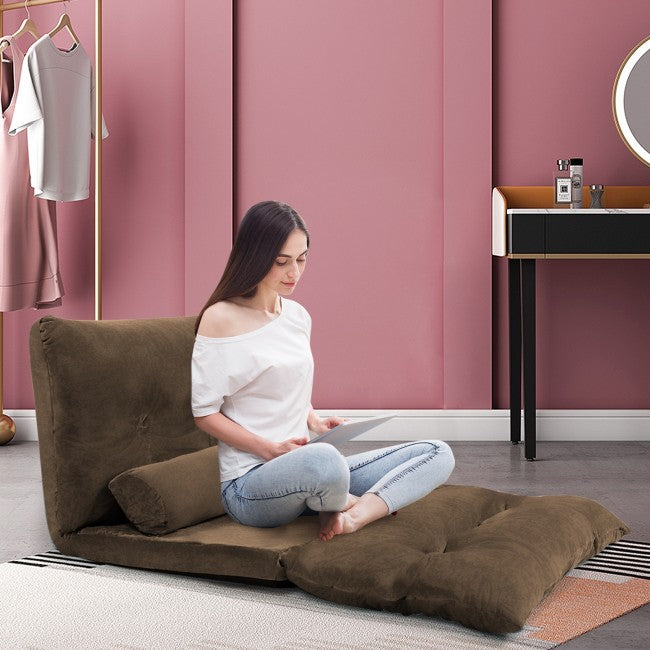 6-Position Adjustable Sleeper Lounge Couch with 2 Pillows