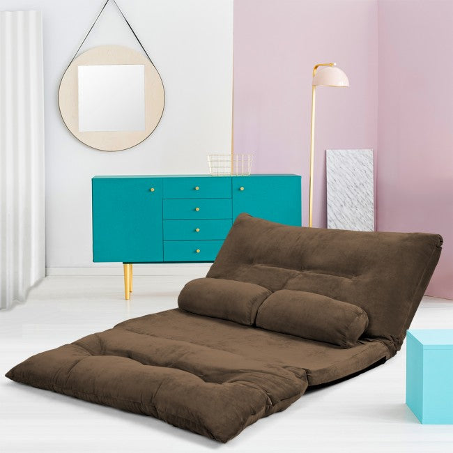 6-Position Adjustable Sleeper Lounge Couch with 2 Pillows