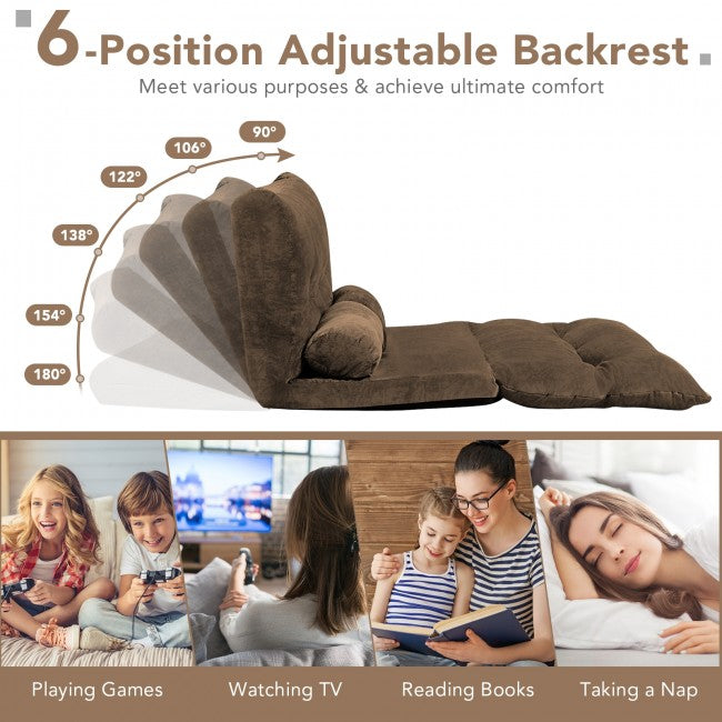 6-Position Adjustable Sleeper Lounge Couch with 2 Pillows