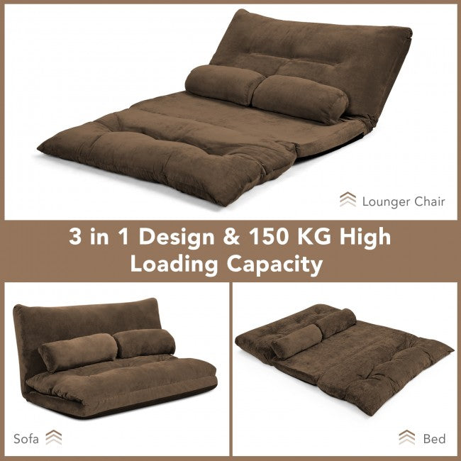 6-Position Adjustable Sleeper Lounge Couch with 2 Pillows