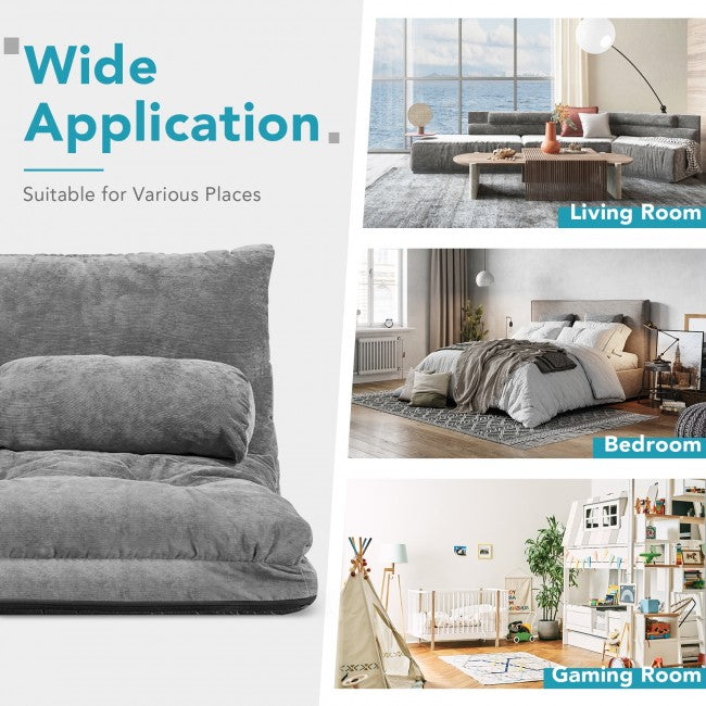 6-Position Adjustable Sleeper Lounge Couch with 2 Pillows