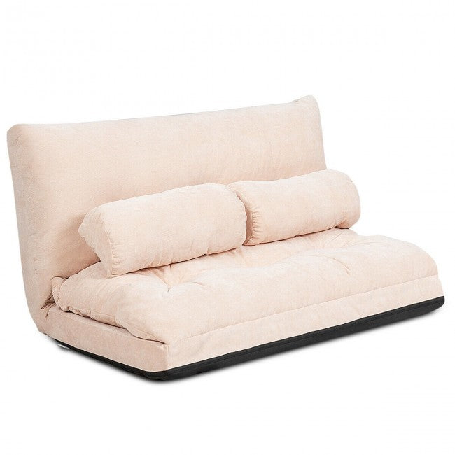 6-Position Adjustable Sleeper Lounge Couch with 2 Pillows