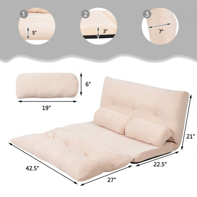 6-Position Adjustable Sleeper Lounge Couch with 2 Pillows