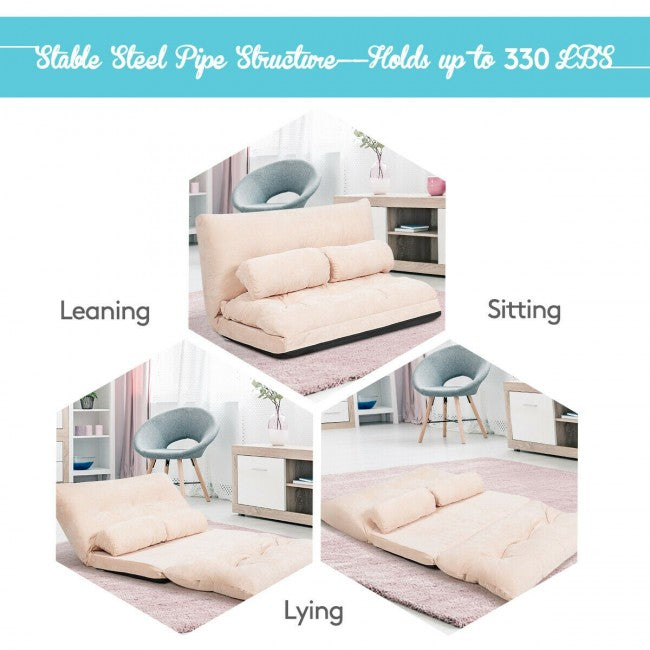 6-Position Adjustable Sleeper Lounge Couch with 2 Pillows