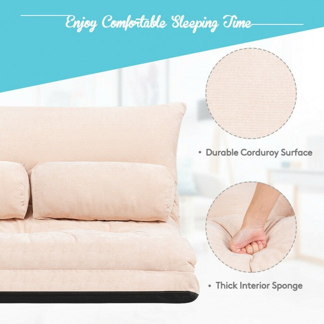 6-Position Adjustable Sleeper Lounge Couch with 2 Pillows