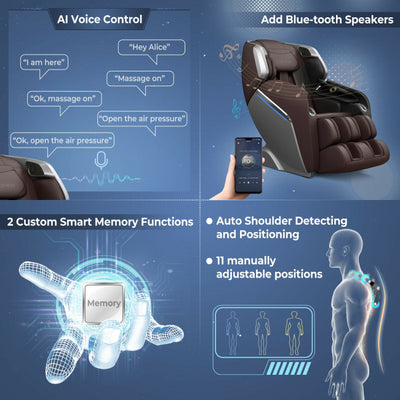 Electric Full Body Zero-Gravity Massage Chair SL Track Massage Recliner with Voice Control Heat and Foot Rollers