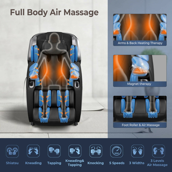 Electric Full Body Zero-Gravity Massage Chair SL Track Massage Recliner with Voice Control Heat and Foot Rollers