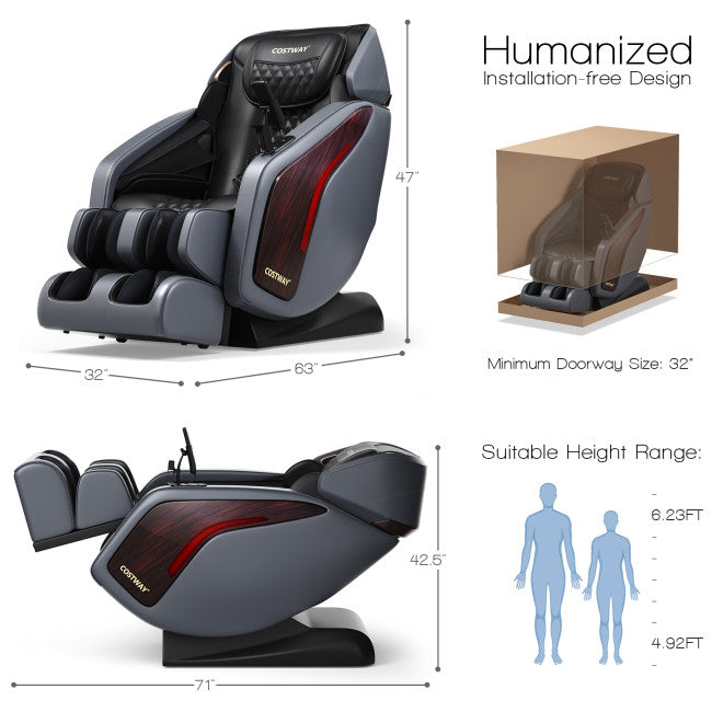 Electric Full Body Zero Gravity Massage Chair 3D SL Track Thai Stretch Recliner with 10 Auto Mode and Wireless Speaker