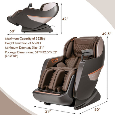 Electric Full Body Zero Gravity Massage Chair SL Track Thai Stretch Recliner with Heat Roller and Wireless Speakers