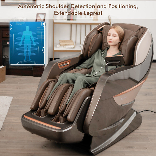 Electric Full Body Zero Gravity Massage Chair SL Track Thai Stretch Recliner with Heat Roller and Wireless Speakers