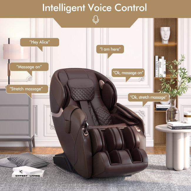 Electric Shiatsu Full Body Zero Gravity Massage Chair Recliner with Built-in Heat Therapy Foot Roller Airbag Massage System and Bluetooth Speaker