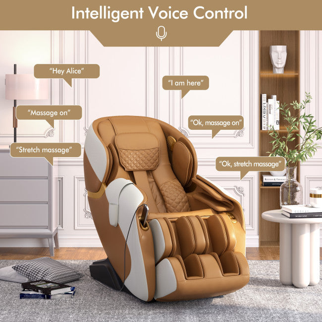 Electric Shiatsu Full Body Zero Gravity Massage Chair Recliner with Built-in Heat Therapy Foot Roller Airbag Massage System and Bluetooth Speaker