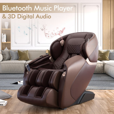 Electric Shiatsu Full Body Zero Gravity Massage Chair Recliner with Built-in Heat Therapy Foot Roller Airbag Massage System and Bluetooth Speaker