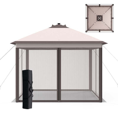 11 x 11 FT Outdoor Portable Pop-Up Gazebo Tent Canopy Shelter with Mesh Netting and Carry Bag