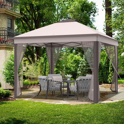 11 x 11 FT Outdoor Portable Pop-Up Gazebo Tent Canopy Shelter with Mesh Netting and Carry Bag