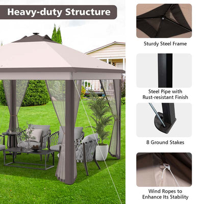 11 x 11 FT Outdoor Portable Pop-Up Gazebo Tent Canopy Shelter with Mesh Netting and Carry Bag