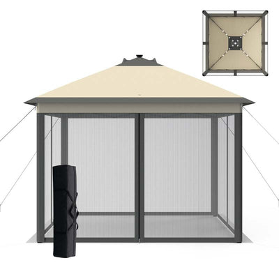 11 x 11 FT Outdoor Portable Pop-Up Gazebo Tent Canopy Shelter with Mesh Netting and Carry Bag
