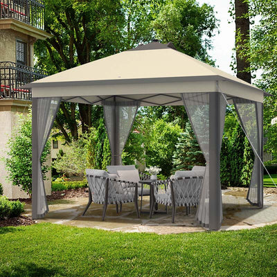 11 x 11 FT Outdoor Portable Pop-Up Gazebo Tent Canopy Shelter with Mesh Netting and Carry Bag