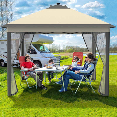 11 x 11 FT Outdoor Portable Pop-Up Gazebo Tent Canopy Shelter with Mesh Netting and Carry Bag