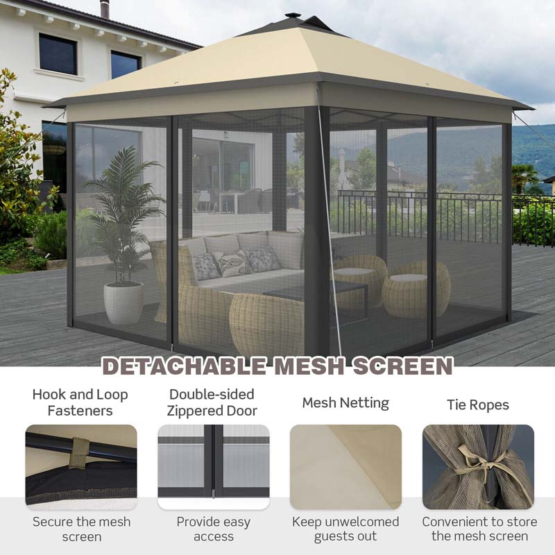 11 x 11 FT Outdoor Portable Pop-Up Gazebo Tent Canopy Shelter with Mesh Netting and Carry Bag