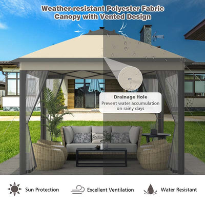 11 x 11 FT Outdoor Portable Pop-Up Gazebo Tent Canopy Shelter with Mesh Netting and Carry Bag