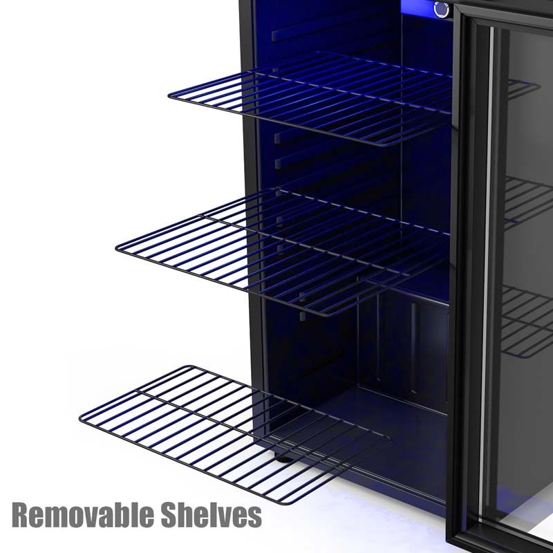 2-in-1 Mini Wine Cooler 120 Cans Built-In or Freestanding Beverage Refrigerator Beer Fridge with LED Light