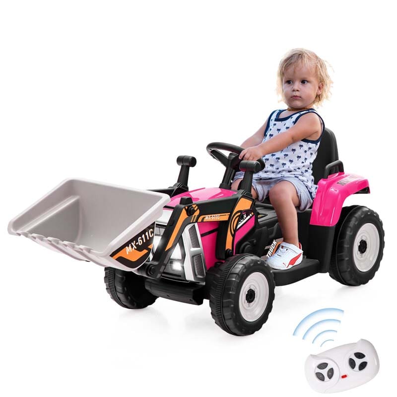 12V Battery-Powered Kids Ride-On Excavator Digger Electric Tractor Vehicle with Digging Bucket