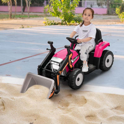 12V Battery-Powered Kids Ride-On Excavator Digger Electric Tractor Vehicle with Digging Bucket