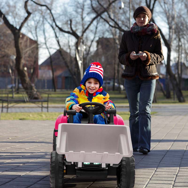 12V Battery-Powered Kids Ride-On Excavator Digger Electric Tractor Vehicle with Digging Bucket