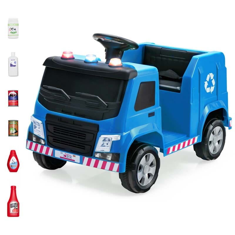 12V Kids Ride On Recycling Garbage Truck Toddler Electric RC Riding Toy Car with Recycling Accessories