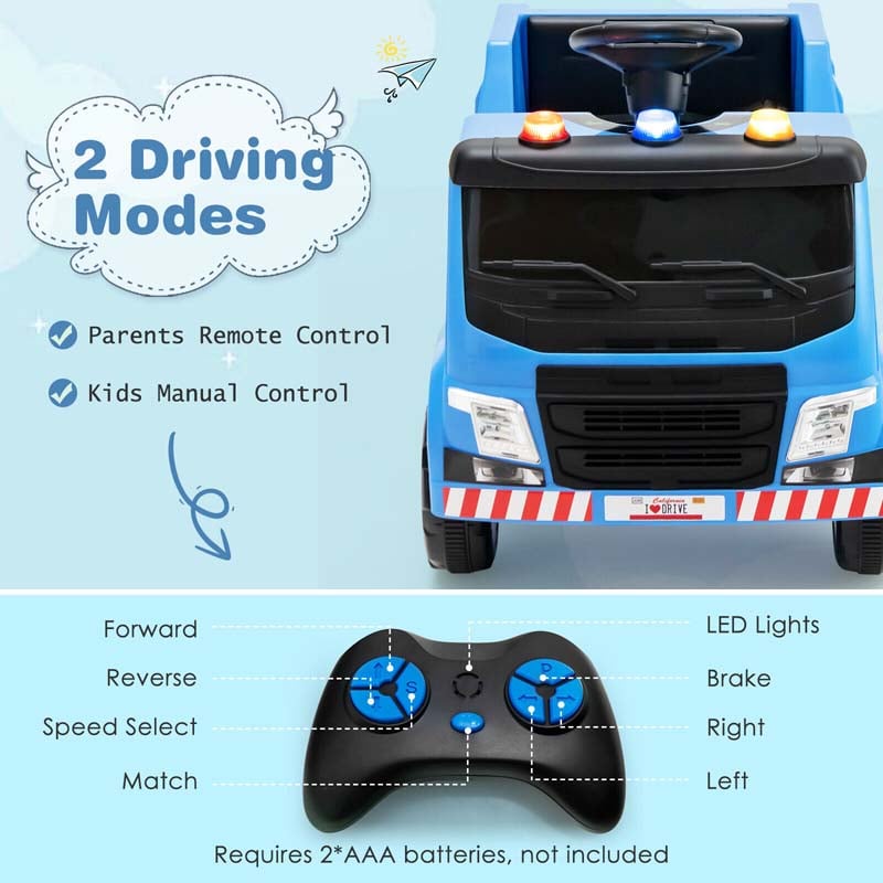 12V Kids Ride On Recycling Garbage Truck Toddler Electric RC Riding Toy Car with Recycling Accessories