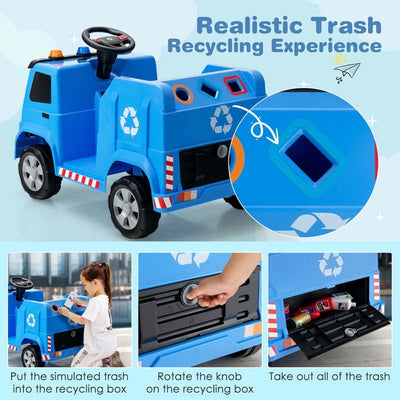 12V Kids Ride On Recycling Garbage Truck Toddler Electric RC Riding Toy Car with Recycling Accessories